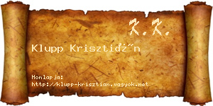 Klupp Krisztián névjegykártya